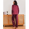 image:imageEkouaer Silk Pajamas for Women Classic Button Down Satin Pajama Sets Long Sleeve Lounge SetWine Red