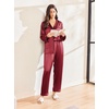 image:imageEkouaer Silk Pajamas for Women Classic Button Down Satin Pajama Sets Long Sleeve Lounge SetWine Red