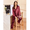 image:imageEkouaer Silk Pajamas for Women Classic Button Down Satin Pajama Sets Long Sleeve Lounge SetWine Red