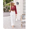 image:imageEkouaer Silk Pajamas for Women Classic Button Down Satin Pajama Sets Long Sleeve Lounge SetWine Red