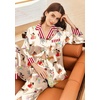 image:imageEkouaer Silk Pajamas for Women Long Sleeve Satin Pajama Set Silky Pj Sets 2 Piece Button Down Loungewear SleepwearAnimal Different Dogs