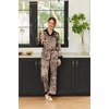 image:imageEkouaer Silk Pajamas for Women Long Sleeve Satin Pajama Set Silky Pj Sets 2 Piece Button Down Loungewear SleepwearApricot Black Leopard