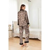 image:imageEkouaer Silk Pajamas for Women Long Sleeve Satin Pajama Set Silky Pj Sets 2 Piece Button Down Loungewear SleepwearApricot Black Leopard
