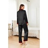 image:imageEkouaer Silk Pajamas for Women Long Sleeve Satin Pajama Set Silky Pj Sets 2 Piece Button Down Loungewear SleepwearBlack