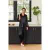 image:imageEkouaer Silk Pajamas for Women Long Sleeve Satin Pajama Set Silky Pj Sets 2 Piece Button Down Loungewear SleepwearBlack