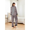 image:imageEkouaer Silk Pajamas for Women Long Sleeve Satin Pajama Set Silky Pj Sets 2 Piece Button Down Loungewear SleepwearBlack Pink Stripes
