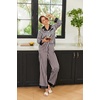 image:imageEkouaer Silk Pajamas for Women Long Sleeve Satin Pajama Set Silky Pj Sets 2 Piece Button Down Loungewear SleepwearBlack Pink Stripes