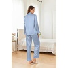 image:imageEkouaer Silk Pajamas for Women Long Sleeve Satin Pajama Set Silky Pj Sets 2 Piece Button Down Loungewear SleepwearBlue Stripes