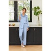 image:imageEkouaer Silk Pajamas for Women Long Sleeve Satin Pajama Set Silky Pj Sets 2 Piece Button Down Loungewear SleepwearBlue Stripes
