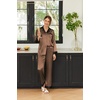 image:imageEkouaer Silk Pajamas for Women Long Sleeve Satin Pajama Set Silky Pj Sets 2 Piece Button Down Loungewear SleepwearBrown