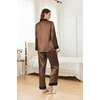 image:imageEkouaer Silk Pajamas for Women Long Sleeve Satin Pajama Set Silky Pj Sets 2 Piece Button Down Loungewear SleepwearBrown