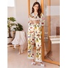 image:imageEkouaer Silk Pajamas for Women Long Sleeve Satin Pajama Set Silky Pj Sets 2 Piece Button Down Loungewear SleepwearChampagne Fruit and Puppy