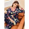 image:imageEkouaer Silk Pajamas for Women Long Sleeve Satin Pajama Set Silky Pj Sets 2 Piece Button Down Loungewear SleepwearConstellations and Mermaid