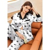 image:imageEkouaer Silk Pajamas for Women Long Sleeve Satin Pajama Set Silky Pj Sets 2 Piece Button Down Loungewear SleepwearCute Panda Print