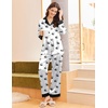 image:imageEkouaer Silk Pajamas for Women Long Sleeve Satin Pajama Set Silky Pj Sets 2 Piece Button Down Loungewear SleepwearCute Panda Print