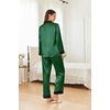 image:imageEkouaer Silk Pajamas for Women Long Sleeve Satin Pajama Set Silky Pj Sets 2 Piece Button Down Loungewear SleepwearDark Green