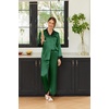 image:imageEkouaer Silk Pajamas for Women Long Sleeve Satin Pajama Set Silky Pj Sets 2 Piece Button Down Loungewear SleepwearDark Green