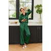 image:imageEkouaer Silk Pajamas for Women Long Sleeve Satin Pajama Set Silky Pj Sets 2 Piece Button Down Loungewear SleepwearDark Green