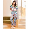 image:imageEkouaer Silk Pajamas for Women Long Sleeve Satin Pajama Set Silky Pj Sets 2 Piece Button Down Loungewear SleepwearDifferent Jumper Cats