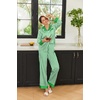 image:imageEkouaer Silk Pajamas for Women Long Sleeve Satin Pajama Set Silky Pj Sets 2 Piece Button Down Loungewear SleepwearGreen Stripes