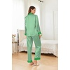 image:imageEkouaer Silk Pajamas for Women Long Sleeve Satin Pajama Set Silky Pj Sets 2 Piece Button Down Loungewear SleepwearGreen Stripes