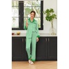 image:imageEkouaer Silk Pajamas for Women Long Sleeve Satin Pajama Set Silky Pj Sets 2 Piece Button Down Loungewear SleepwearGreen Stripes