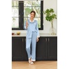 image:imageEkouaer Silk Pajamas for Women Long Sleeve Satin Pajama Set Silky Pj Sets 2 Piece Button Down Loungewear SleepwearLight Blue