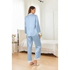 image:imageEkouaer Silk Pajamas for Women Long Sleeve Satin Pajama Set Silky Pj Sets 2 Piece Button Down Loungewear SleepwearLight Blue