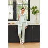 image:imageEkouaer Silk Pajamas for Women Long Sleeve Satin Pajama Set Silky Pj Sets 2 Piece Button Down Loungewear SleepwearLight Green