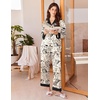 image:imageEkouaer Silk Pajamas for Women Long Sleeve Satin Pajama Set Silky Pj Sets 2 Piece Button Down Loungewear SleepwearLine Art Cat and Fishbone