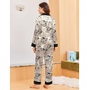 image:imageEkouaer Silk Pajamas for Women Long Sleeve Satin Pajama Set Silky Pj Sets 2 Piece Button Down Loungewear SleepwearLine Art Cat and Fishbone