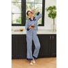 image:imageEkouaer Silk Pajamas for Women Long Sleeve Satin Pajama Set Silky Pj Sets 2 Piece Button Down Loungewear SleepwearNavy Blue Stripes