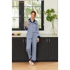 image:imageEkouaer Silk Pajamas for Women Long Sleeve Satin Pajama Set Silky Pj Sets 2 Piece Button Down Loungewear SleepwearNavy Blue Stripes