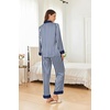 image:imageEkouaer Silk Pajamas for Women Long Sleeve Satin Pajama Set Silky Pj Sets 2 Piece Button Down Loungewear SleepwearNavy Blue Stripes