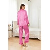 image:imageEkouaer Silk Pajamas for Women Long Sleeve Satin Pajama Set Silky Pj Sets 2 Piece Button Down Loungewear SleepwearPink Leopard