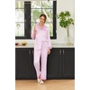 image:imageEkouaer Silk Pajamas for Women Long Sleeve Satin Pajama Set Silky Pj Sets 2 Piece Button Down Loungewear SleepwearPink Stripes