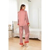 image:imageEkouaer Silk Pajamas for Women Long Sleeve Satin Pajama Set Silky Pj Sets 2 Piece Button Down Loungewear SleepwearRed Stripes