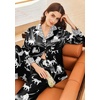 image:imageEkouaer Silk Pajamas for Women Long Sleeve Satin Pajama Set Silky Pj Sets 2 Piece Button Down Loungewear SleepwearSnow Cheetah Leopard