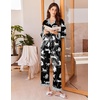 image:imageEkouaer Silk Pajamas for Women Long Sleeve Satin Pajama Set Silky Pj Sets 2 Piece Button Down Loungewear SleepwearSnow Cheetah Leopard