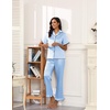 image:imageEkouaer Silk Pajamas for Women Satin Short Sleeve Pajamas Set with Ruffle 2 Pieces Button Down Tops and PantsClear Blue