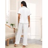 image:imageEkouaer Silk Pajamas for Women Satin Short Sleeve Pajamas Set with Ruffle 2 Pieces Button Down Tops and PantsWhite