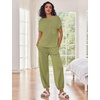 image:imageEkouaer Two Piece Outfits Lounge Sets for Women Sweater Sets Knit Short Sleeve Tops Jogger Pants Matching TracksuitArmy Green