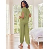 image:imageEkouaer Two Piece Outfits Lounge Sets for Women Sweater Sets Knit Short Sleeve Tops Jogger Pants Matching TracksuitArmy Green