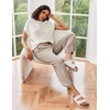 image:imageEkouaer Two Piece Outfits Lounge Sets for Women Sweater Sets Knit Short Sleeve Tops Jogger Pants Matching TracksuitBeige
