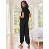 image:imageEkouaer Two Piece Outfits Lounge Sets for Women Sweater Sets Knit Short Sleeve Tops Jogger Pants Matching TracksuitBlack
