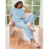 image:imageEkouaer Two Piece Outfits Lounge Sets for Women Sweater Sets Knit Short Sleeve Tops Jogger Pants Matching TracksuitClear Blue