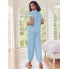 image:imageEkouaer Two Piece Outfits Lounge Sets for Women Sweater Sets Knit Short Sleeve Tops Jogger Pants Matching TracksuitClear Blue