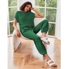 image:imageEkouaer Two Piece Outfits Lounge Sets for Women Sweater Sets Knit Short Sleeve Tops Jogger Pants Matching TracksuitDark Green
