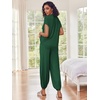 image:imageEkouaer Two Piece Outfits Lounge Sets for Women Sweater Sets Knit Short Sleeve Tops Jogger Pants Matching TracksuitDark Green
