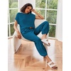 image:imageEkouaer Two Piece Outfits Lounge Sets for Women Sweater Sets Knit Short Sleeve Tops Jogger Pants Matching TracksuitDeep Blue